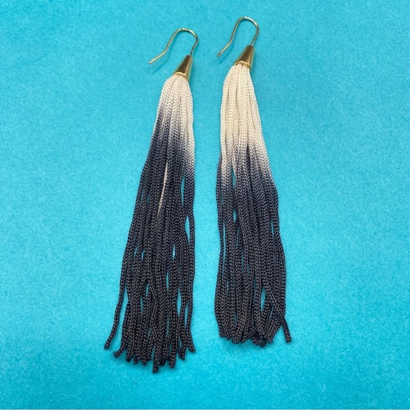 Satin Tassel Ombré Long Silky Earrings - Picture 2 of 8